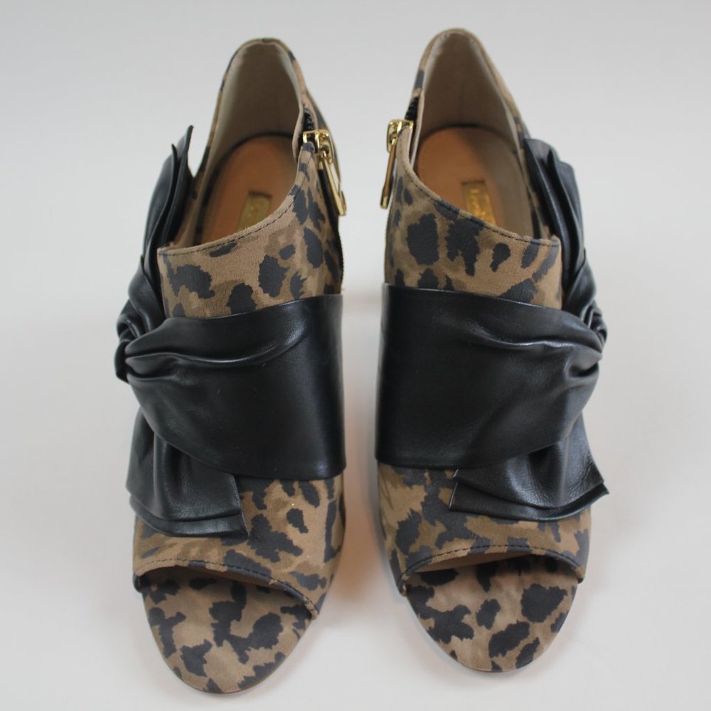 Louise et Cie Lo Idola Open Toe Bootie Heeled Boot Leopard Women Shoe 7 NEW FLAW - Picture 2 of 13